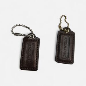 Coach Brown Leather Hangtags One Gold Tone One Silvertone Hardware Set Of 2